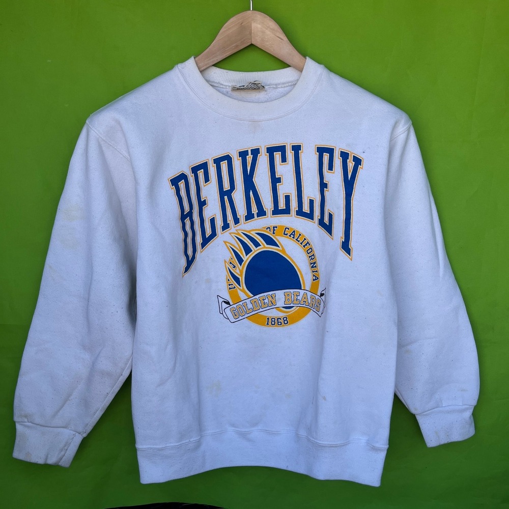 SMALL Vintage Galt Crew UC Berkeley Golden Bears Sweatshirt White Made in USA